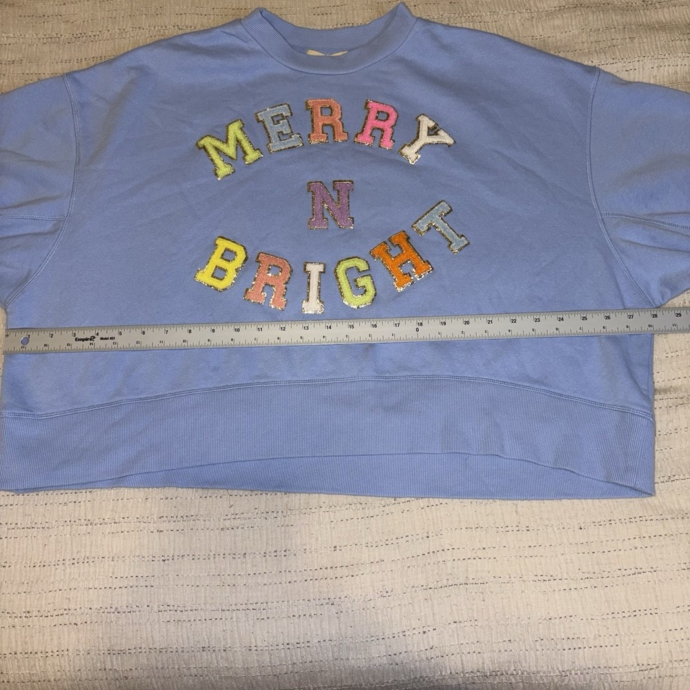 Judith March Merry n bright Sz L blue Oversized Pullover Boxy - Picture 4 of 9